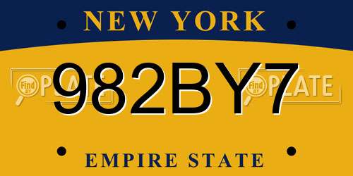 982BY7 New York License Plate