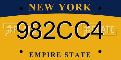 982CC4 New York License Plate