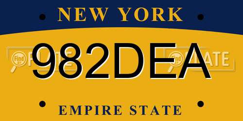 982DEA New York License Plate