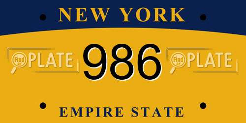 986 New York License Plate