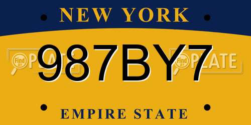 987BY7 New York License Plate
