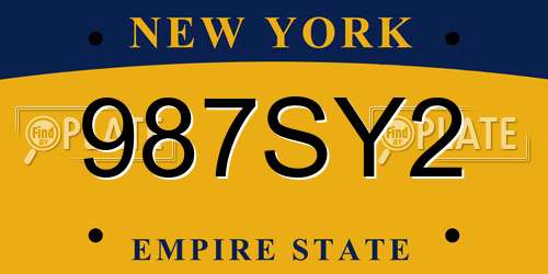 987SY2 New York License Plate