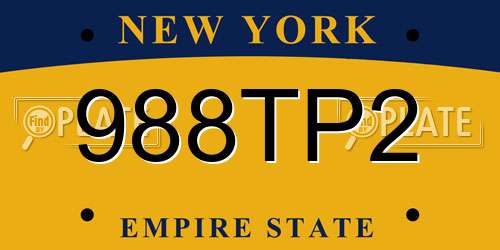 988TP2 New York License Plate