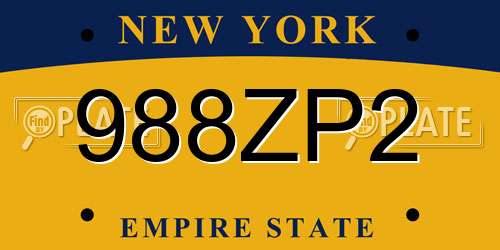 988ZP2 New York License Plate