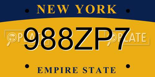 988ZP7 New York License Plate