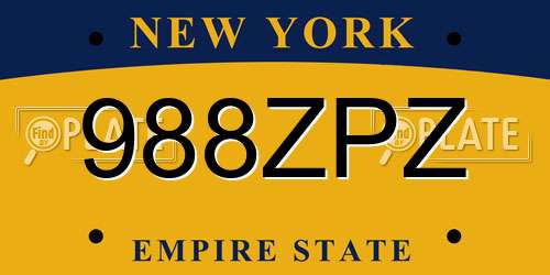 988ZPZ New York License Plate