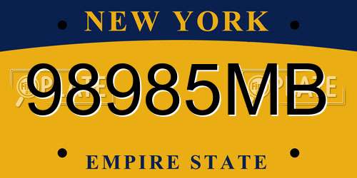 98985MB New York License Plate