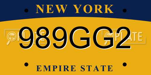 989GG2 New York License Plate