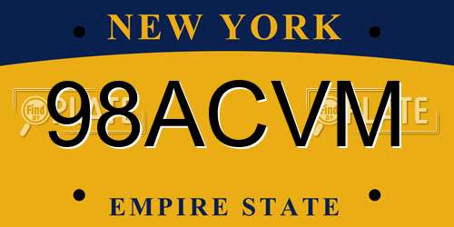 98ACVM New York License Plate