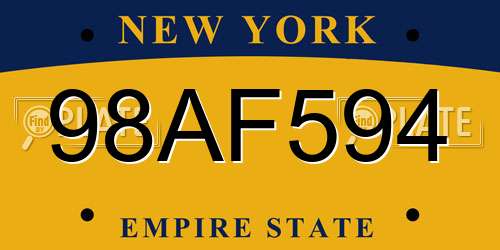 98AF594 New York License Plate