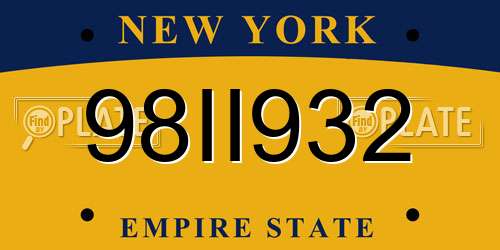 98II932 New York License Plate