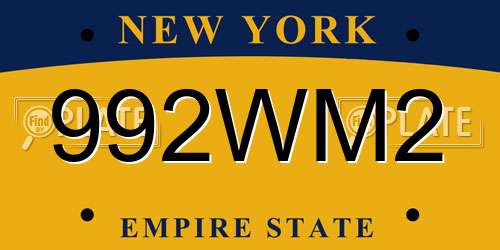 992WM2 New York License Plate