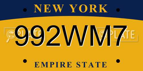 992WM7 New York License Plate