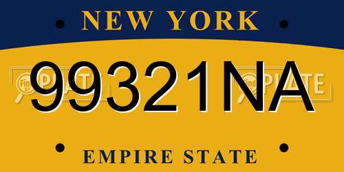 99321NA New York License Plate