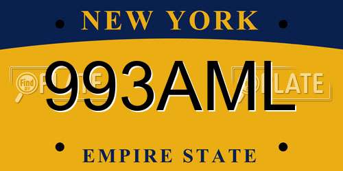 993AML New York License Plate