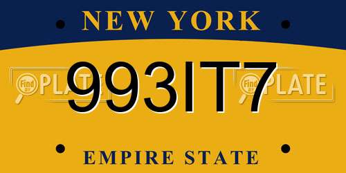 993IT7 New York License Plate