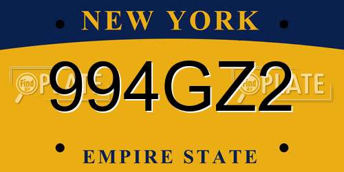 994GZ2 New York License Plate