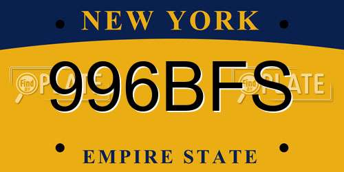 996BFS New York License Plate
