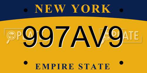 997AV9 New York License Plate
