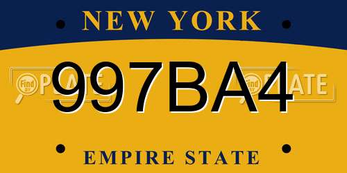 997BA4 New York License Plate