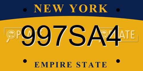 997SA4 New York License Plate