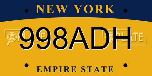 998ADH New York License Plate