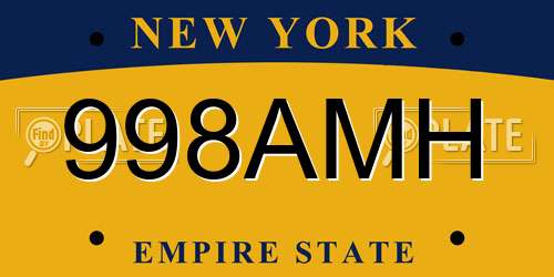 998AMH New York License Plate