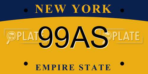 99AS New York License Plate