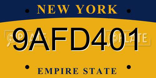 9AFD401 New York License Plate