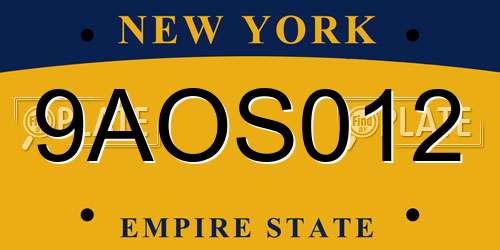 9AOS012 New York License Plate
