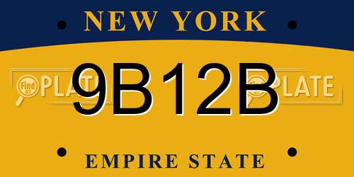 9B12B New York License Plate