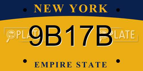 9B17B New York License Plate