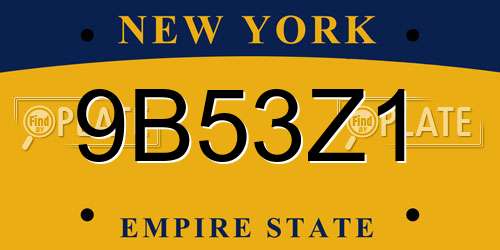 9B53Z1 New York License Plate