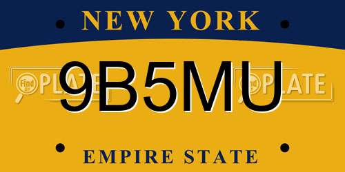 9B5MU New York License Plate