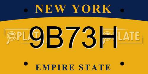 9B73H New York License Plate