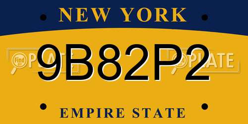 9B82P2 New York License Plate