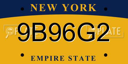 9B96G2 New York License Plate