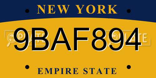 9BAF894 New York License Plate