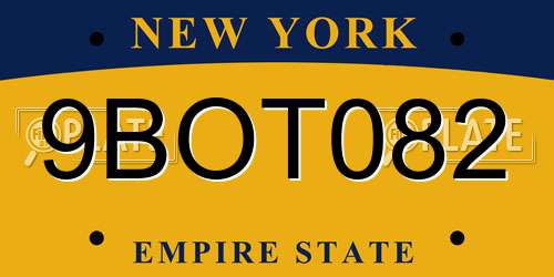 9BOT082 New York License Plate