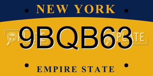 9BQB63 New York License Plate
