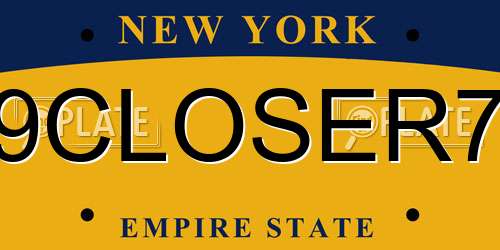 9CLOSER7 New York License Plate