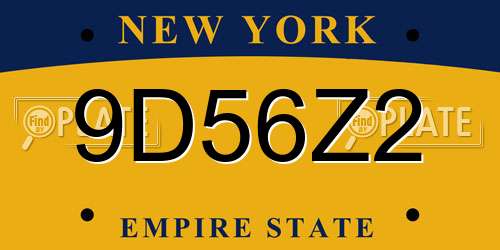 9D56Z2 New York License Plate