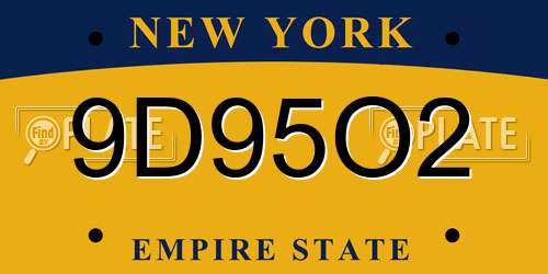 9D95O2 New York License Plate