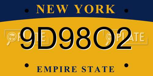 9D98O2 New York License Plate
