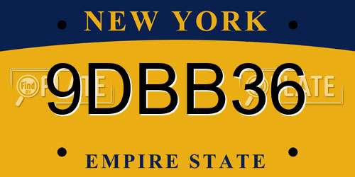 9DBB36 New York License Plate