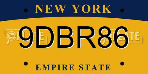 9DBR86 New York License Plate