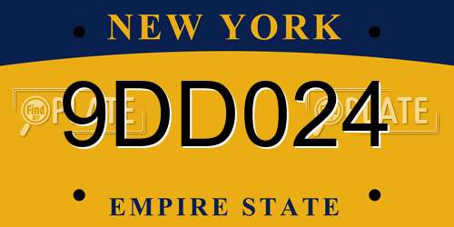 9DD024 New York License Plate