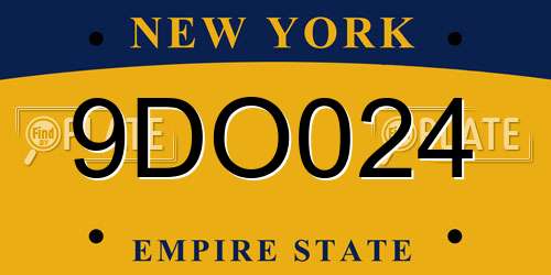 9DO024 New York License Plate