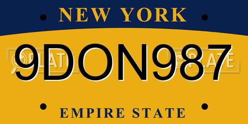 9DON987 New York License Plate