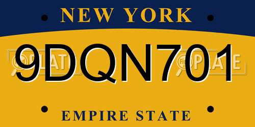 9DQN701 New York License Plate